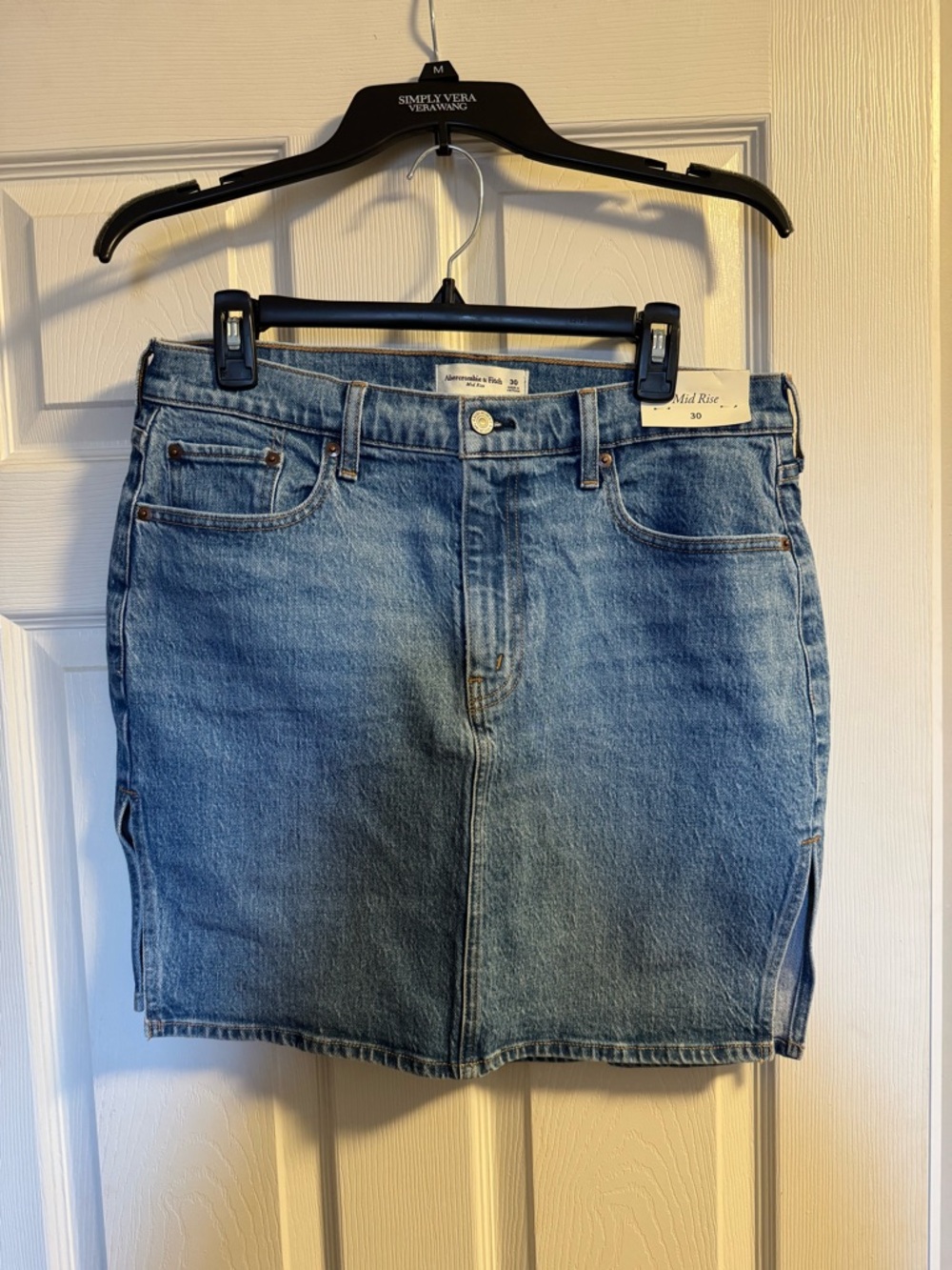 Abercrombie & Fitch Light Blue Denim Midi Skirt